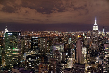 Fototapeta na wymiar Ausblick vom Rockefeller Center bei Nacht, Manhattan, New York City, New York, USA, Nordamerika