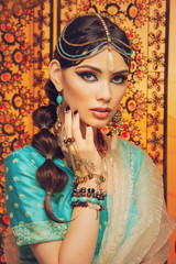 beautiful arabic style bride in ethnic clothes