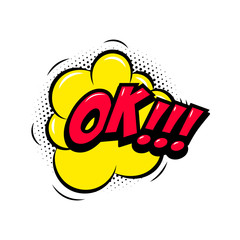 OK!!! Comic style phrase with speech bubble.