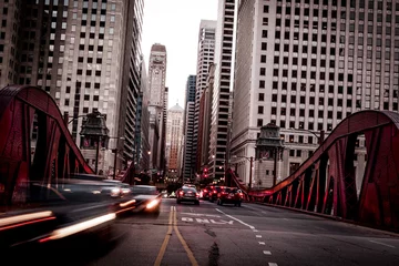 Rolgordijnen Downtown traffic in Chicago © Andrew S.