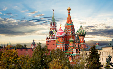Moscow, Russia, St. Basil's Cathedral on Red Square. This is one of the most beautiful and ancient temples in Moscow, the most important decoration of Red Square.
