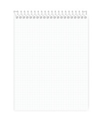 Wire bound squared note book letter paper format vector mock-up