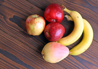 Fruits. Apples, pear and banana.