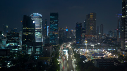 Fototapeta na wymiar Downtown Jakarta at night