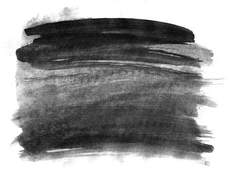 Black watercolor stain. Watercolour abstract hand painted textured wet ink spot for background.