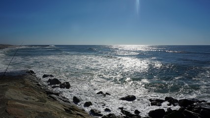 rough waves touching coast of portugal in autumn