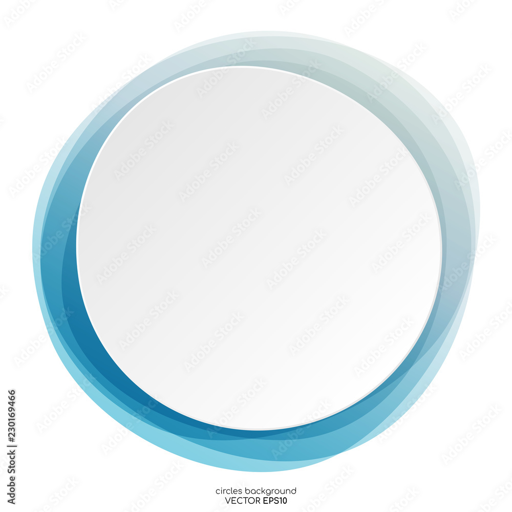 Poster Round circles frame overlay blue with white empty space for text background for banner, background, template