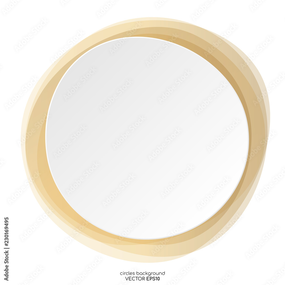 Poster Round circles frame overlay gold color with white empty space for text background luxury concep