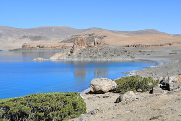 Tibet, lake Nam-Tso (Nam Tso) in summer, 4718 meters above sea level.  Place of power