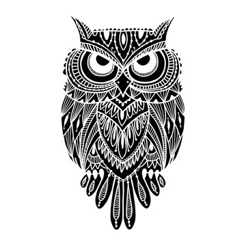 Ornate owl, zenart for your design