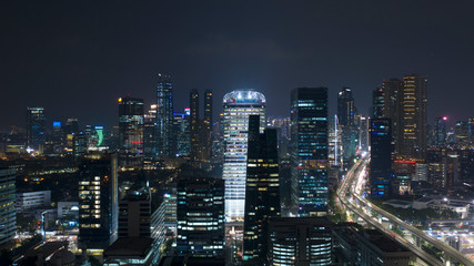 Obraz na płótnie Canvas Scenic nighttime skyline of Jakarta city