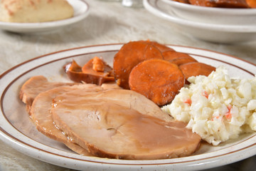 Sliced turkey with candied yams