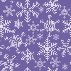 Naklejka na ściany i meble Seamless christmas texture with a snowflakes on a purple background