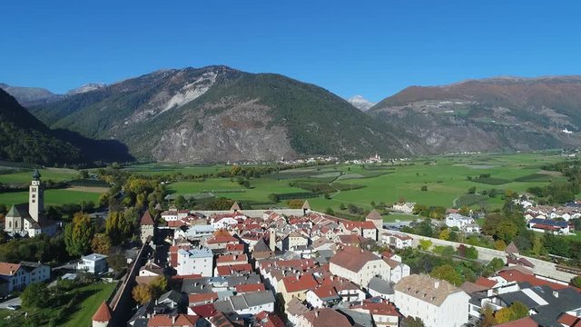 City of Glorenza, Trentino.
Fortified city in Val Venosta, South Tirol. Aerial view
