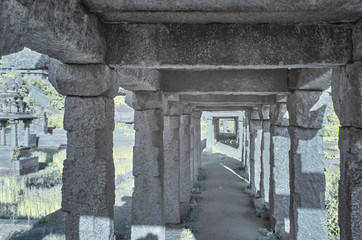 Granite pillars supporting a stone roof