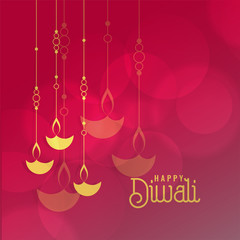 Fototapeta na wymiar diwali festival greeting card design with hanging diya