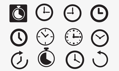 Clock icon in trendy flat style isolated on background. Clock icon page symbol for your web site design Clock icon logo, app, UI. Clock icon Vector illustration, EPS10.