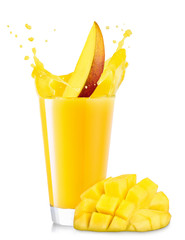 glass of splashing mango juice