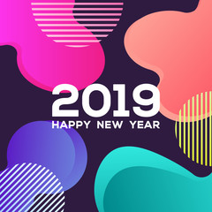 Happy New Year 2019 Colorful Background