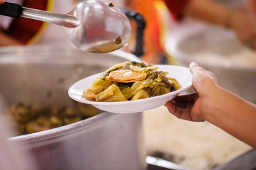 Donate leftover food to hungry people, Concept of poverty and hunger