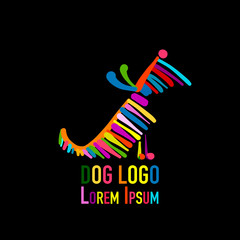 Fototapeta na wymiar Funny dog, colorful logo for your design