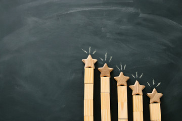 concept image of setting a five star goal. increase rating or ranking, evaluation and...