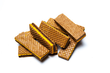 Chocolate wafers isolated on white background
