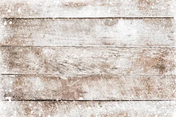 Möbelaufkleber Weihnachtshintergrund - Alte weiße Holzstruktur mit Schnee. Draufsicht, Rahmendesign. Vintage und rustikaler Stil © jakkapan