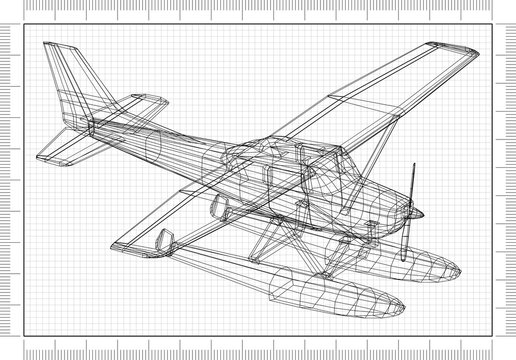 hydroplane 3D blueprint 