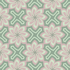 Olive green floral seamless pattern. Background with flower designs