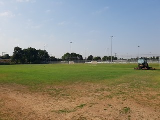 Civil servants of the municipality are watering the soccer fields in Nieuwerkerk aan den IJssel...