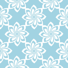 White floral seamless pattern on blue background