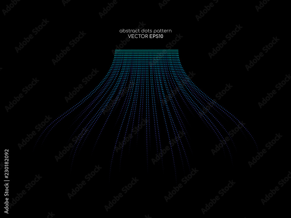 Poster abstract vector wave line flowing green and blue color isolated on black background for design eleme
