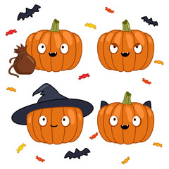 vector halloween pumpkin set - 230182053