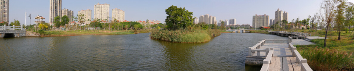 Chinese park around Anping Bridge