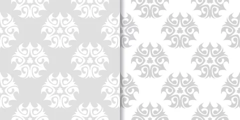 Kussenhoes Light gray floral backgrounds. Set of seamless patterns © Liudmyla