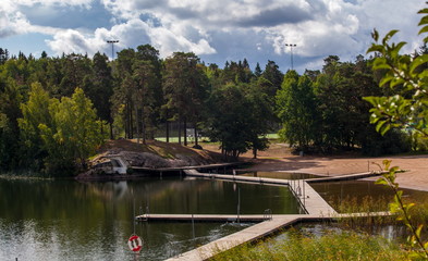 Fototapeta na wymiar Stockholm,Sollentuna,Rosjobaden Camping