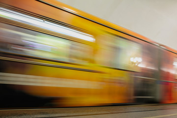 Obraz na płótnie Canvas Train in motion in the subway as an abstract background