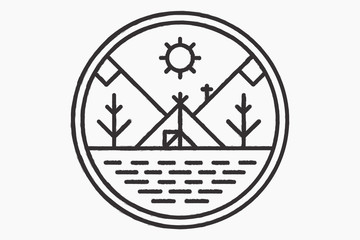 The wigwam on the lake shore, round logo © RM Elements