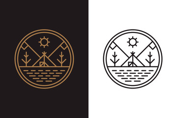 The wigwam on the lake shore, round logo © RM Elements