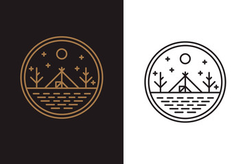 The wigwam on the lake shore, round logo © RM Elements