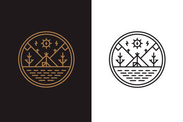 The wigwam on the lake shore, round logo © RM Elements