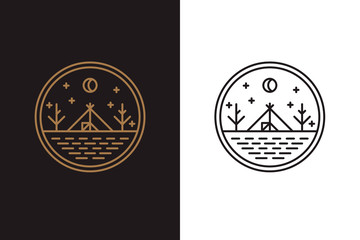 The wigwam on the lake shore, round logo © RM Elements