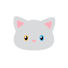 Simple vector of the face of a beautiful kitten with eyes of different color.