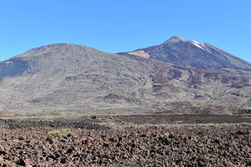 Scenery with Pico Viejo Volcano Mountain and famous volcano Pico del Teide in Tenerife, Europe