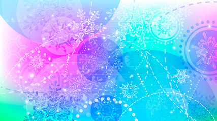 Snowflakes and festive lights - vector background with beautiful snowflakes that merrily shine and shimmer in color space