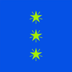 Vector green stars icon on blue background