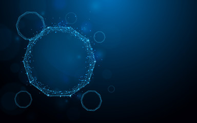 Molecule structure for Science form lines, triangles and particle style design. Illustration vector