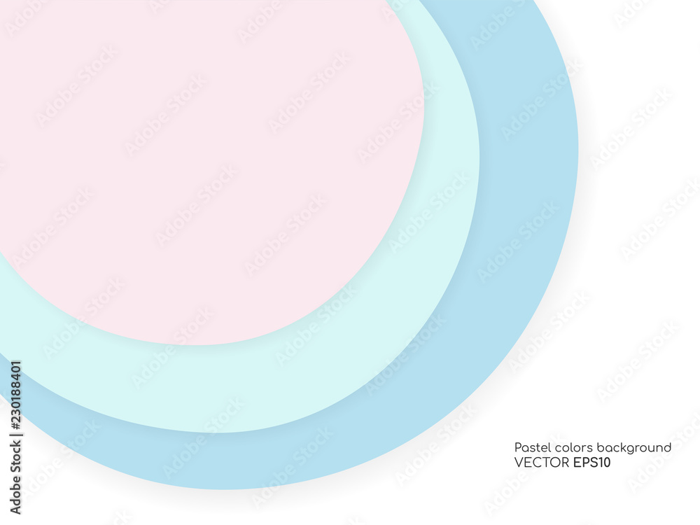 Aufkleber Vector circle pastel colors overlay with shadow isolated on white background with empty space for text. For design element, banner, background