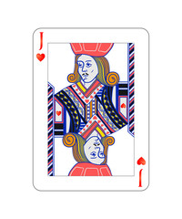 Jack of hearts playing card with isolated on white